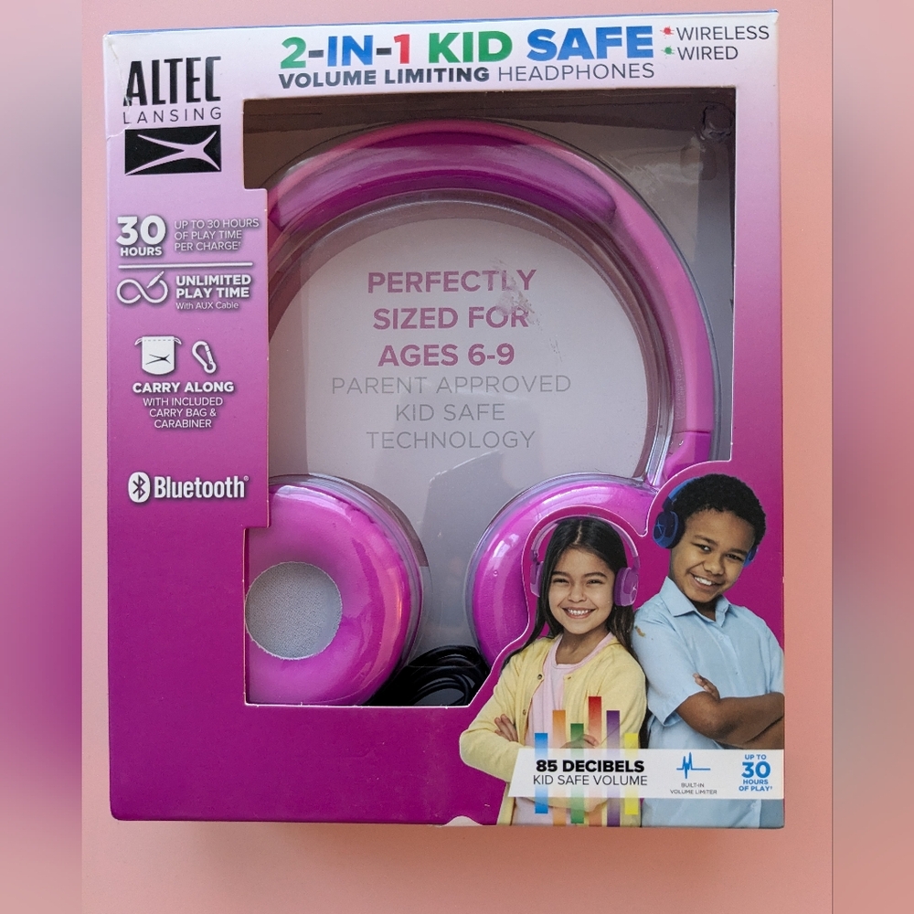 ALTEC LANSING PINK WIRELESS HEADPHONES (NWT) 30 HOURS LISTENING 🎧